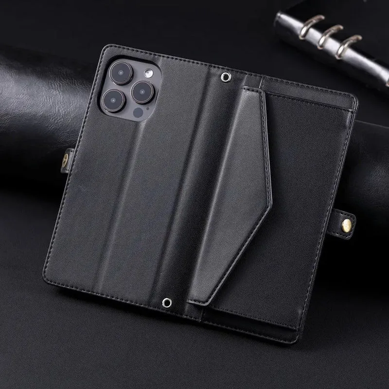 Coque Xiaomi 14 13 12 11 10 - Flip Wallet avec Porte-Carte et Lanière