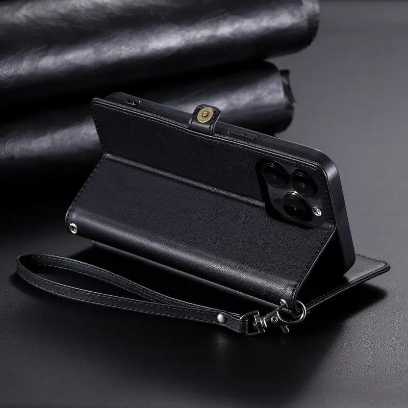 Coque Xiaomi 14 13 12 11 10 - Flip Wallet avec Porte-Carte et Lanière