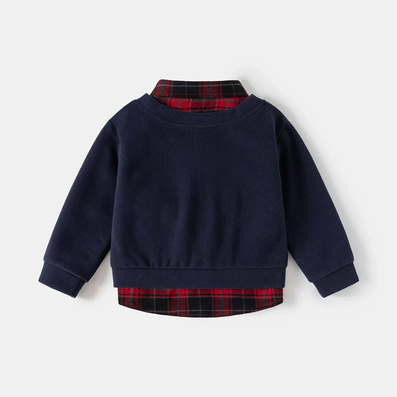 Fashion Boys Shirts Sweatshirts Turndown Collar Kids Tops Outfits Long Sleeve Children's Clothes