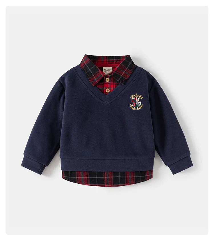 Fashion Boys Shirts Sweatshirts Turndown Collar Kids Tops Outfits Long Sleeve Children's Clothes