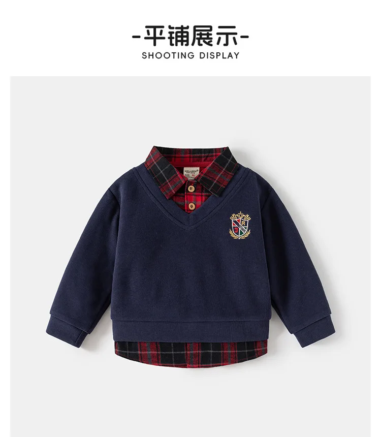Fashion Boys Shirts Sweatshirts Turndown Collar Kids Tops Outfits Long Sleeve Children's Clothes