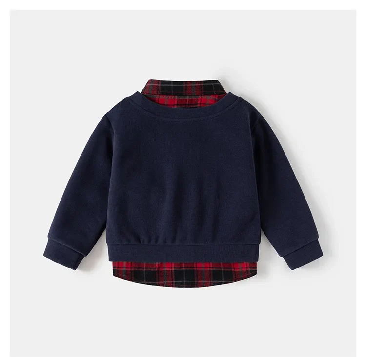 Fashion Boys Shirts Sweatshirts Turndown Collar Kids Tops Outfits Long Sleeve Children's Clothes