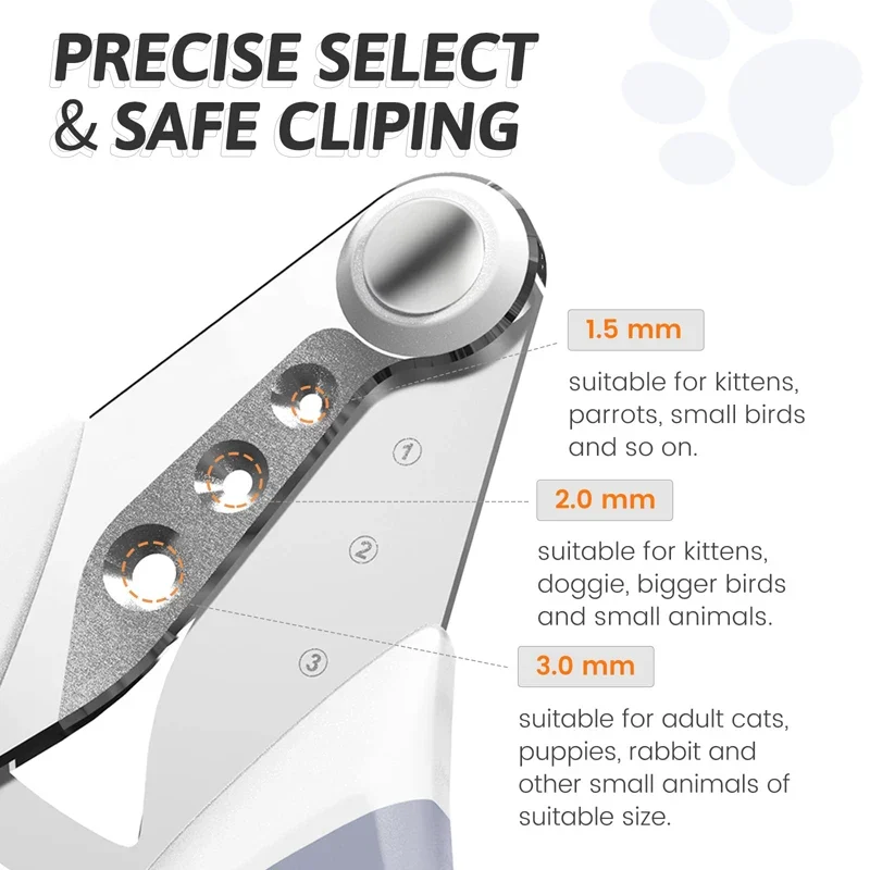 Benepaw Professional Pet Nail Clippers 3 Cutting Holes Cat Claw Trimmer Avoid Over Cutting Grooming Tool For Small Animals