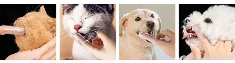 Silicone Soft Pet Finger Cuff Toothbrushes Dog Brush Bad Breath Tartar Teeth Care Tool Cat Cleaning Scrub Silicagel Pet Supplies
