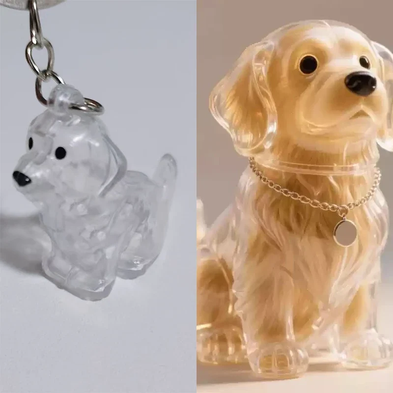 Cute Clear Puppy Hair Memorial DIY Pendant Keychain Decor Keepsake Capsule Pet's Dog Fur Container Pet Lovers Home Display Gifts