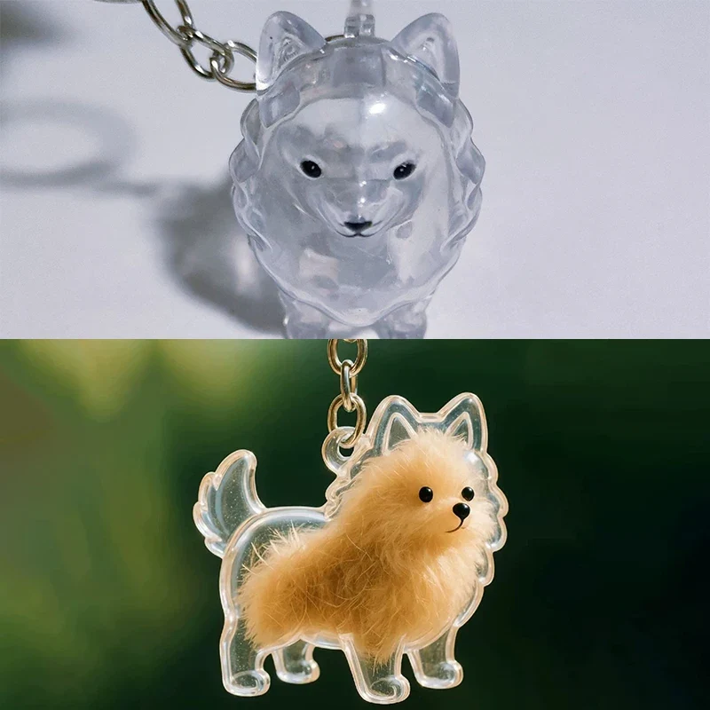 Cute Clear Puppy Hair Memorial DIY Pendant Keychain Decor Keepsake Capsule Pet's Dog Fur Container Pet Lovers Home Display Gifts
