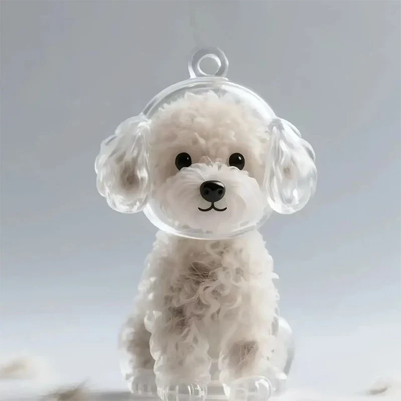 Cute Clear Puppy Hair Memorial DIY Pendant Keychain Decor Keepsake Capsule Pet's Dog Fur Container Pet Lovers Home Display Gifts