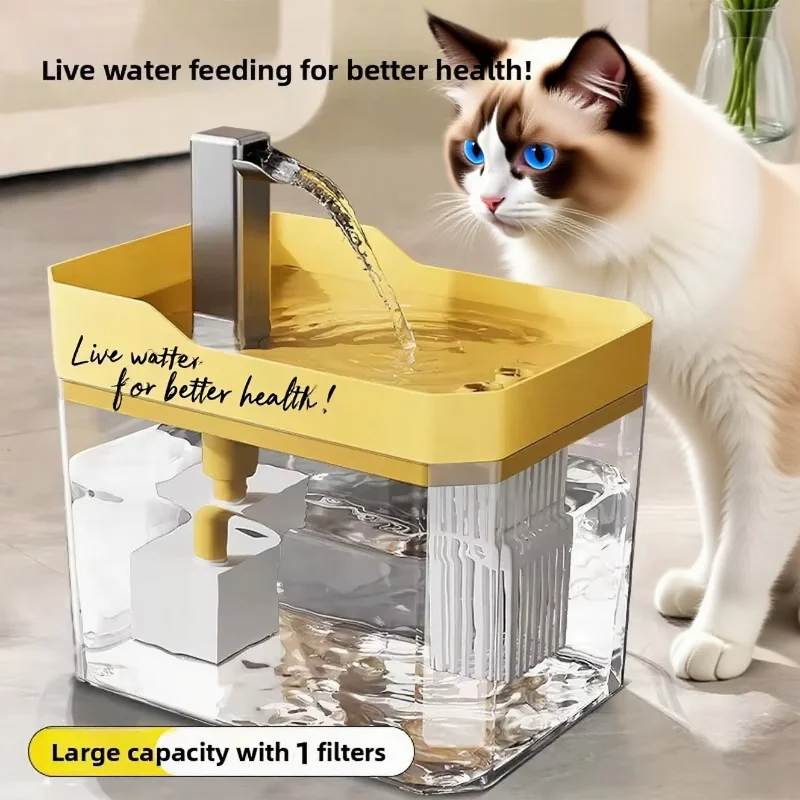 Cat Water Fountain Auto Filter USB Pet Drinking Dispenser Live Water Circulation Quiet Automatic Fountain for Cats and Small Pet