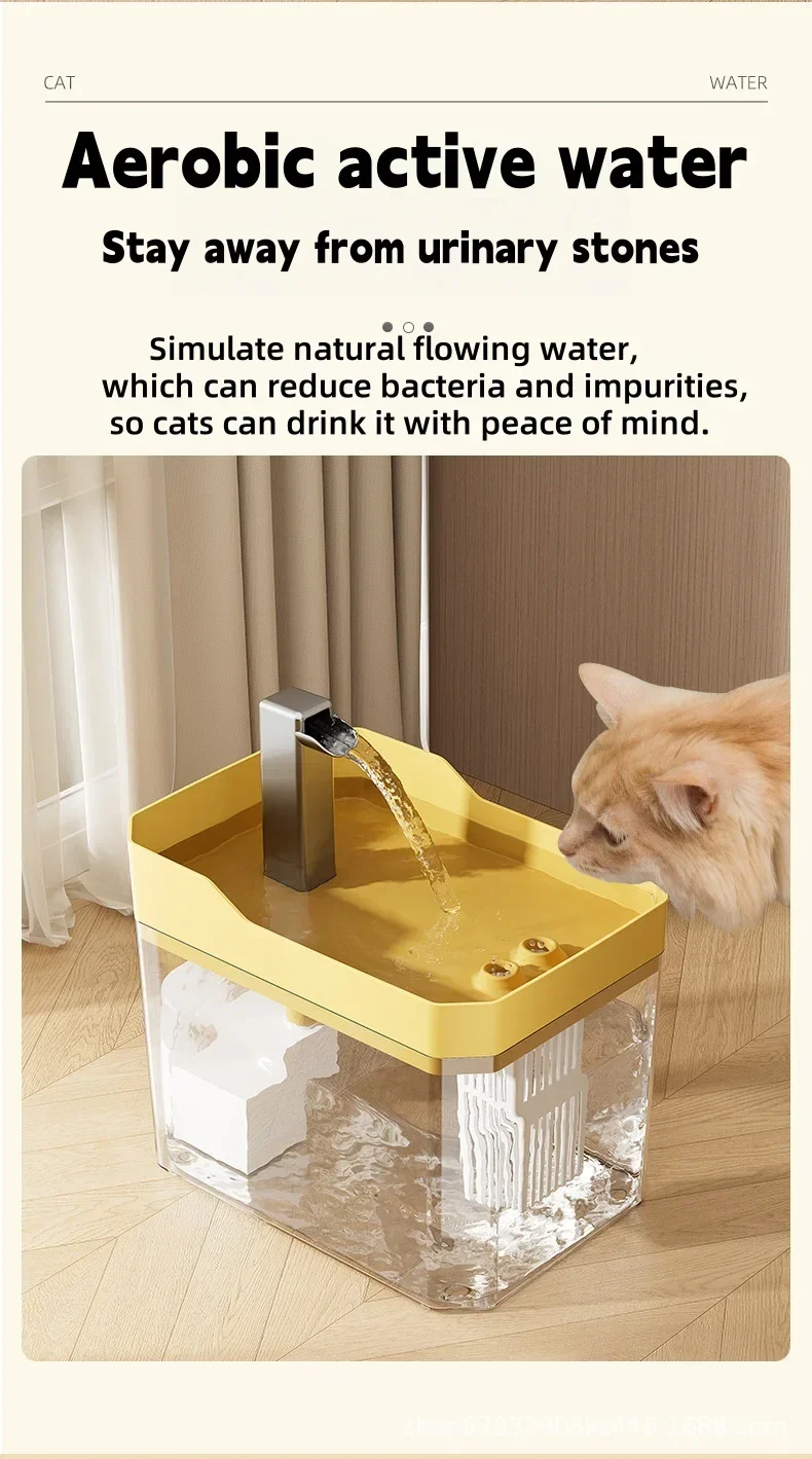 Cat Water Fountain Auto Filter USB Pet Drinking Dispenser Live Water Circulation Quiet Automatic Fountain for Cats and Small Pet