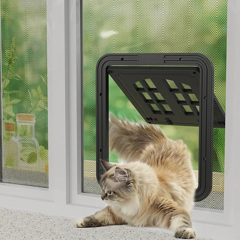 Large Dog Screen Door Flap Opening Dog Door for Screen Door with 4 Entry Ways Self-Closing Pet Screen Door for Dogs Cats