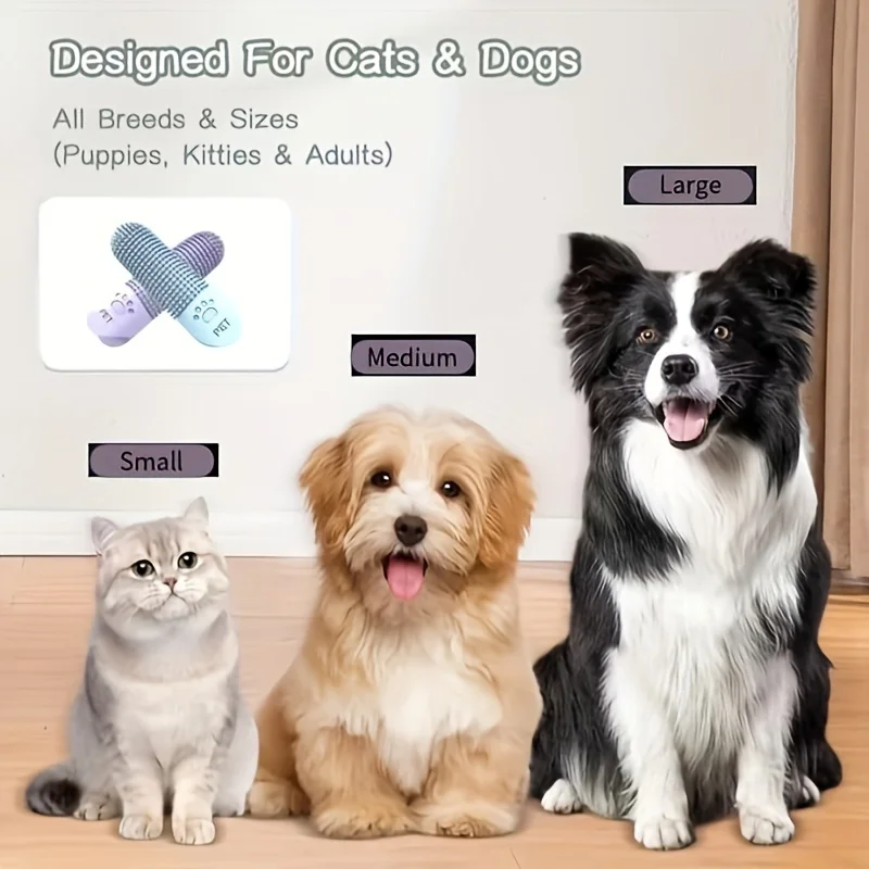 Soft Silicone Dog Toothbrush 360° Finger Toothbrush for Dogs Cats Durable Pet Finger Brush Tooth Cleaning Tool for All Breeds