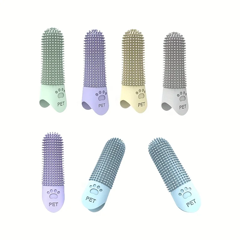 Soft Silicone Dog Toothbrush 360° Finger Toothbrush for Dogs Cats Durable Pet Finger Brush Tooth Cleaning Tool for All Breeds