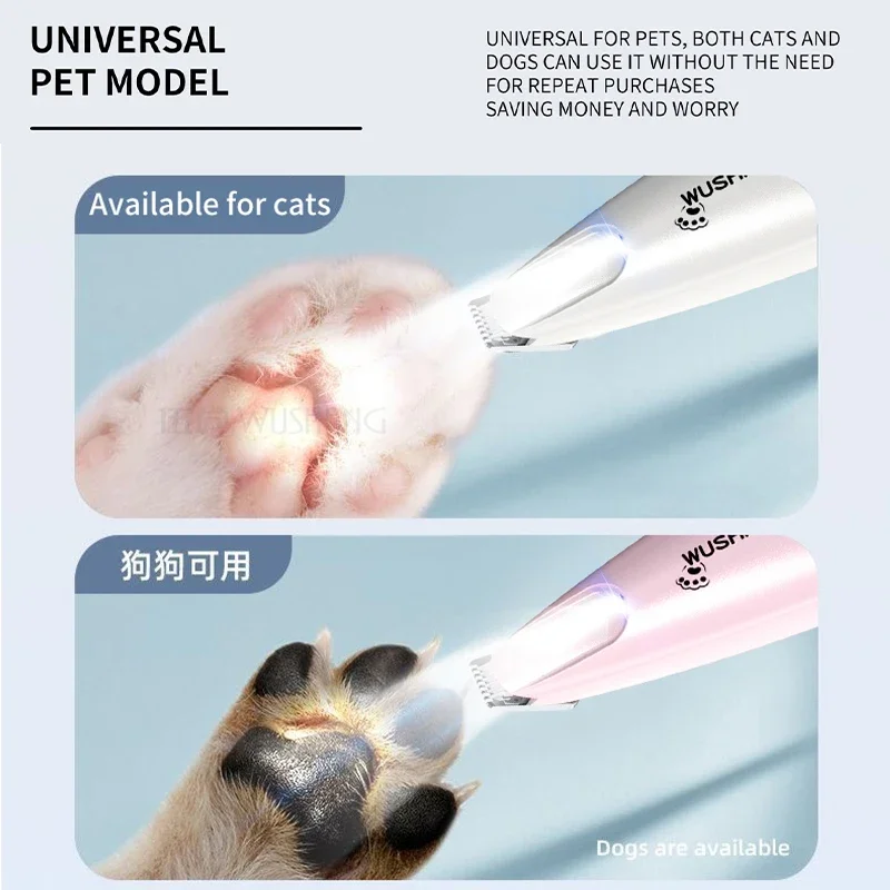 Pet Dog Electric Groomer Trimmer with LED Light Waterproof Pet Foot Hair Trimmer Low Noise Cat Dog Face Foot Ear Hip Paw Shaver