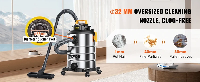 SucceBuy Stainless Steel Wet Dry Shop Vacuum Wet Dry Vac Powerful Suction Small Shop Vac Perfect for Carpet Debris Pet Hair
