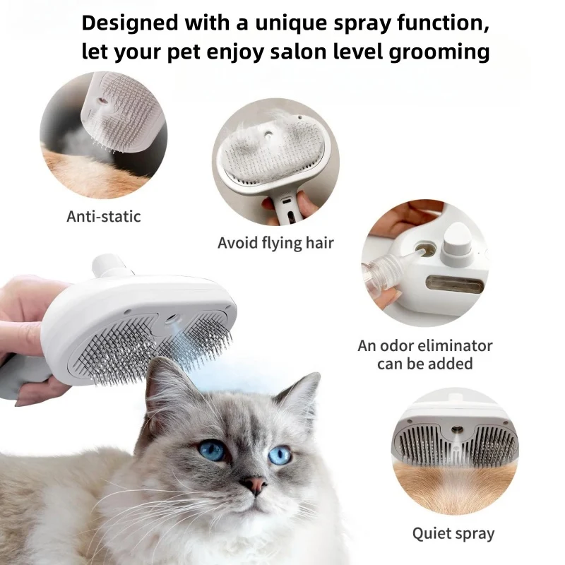 Pet Spray Grooming Comb Remove Floating Hair Fluffs Hair Water Steam Comb Styling for Dogs Cats accessories