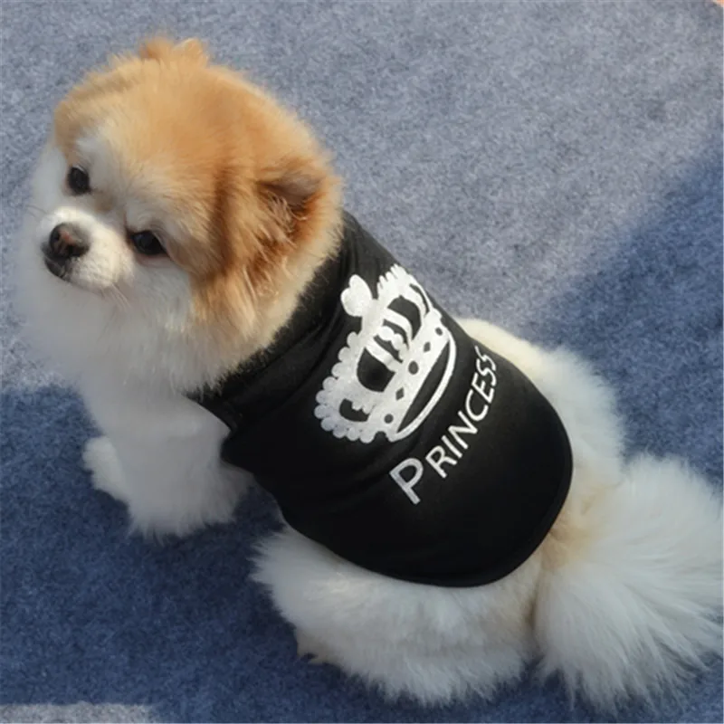 Princess Crown Dog Shirts Vest, Puppy Summer Dog Clothes for Small Dogs, Puppy Cat T Shirt Pet Apparel