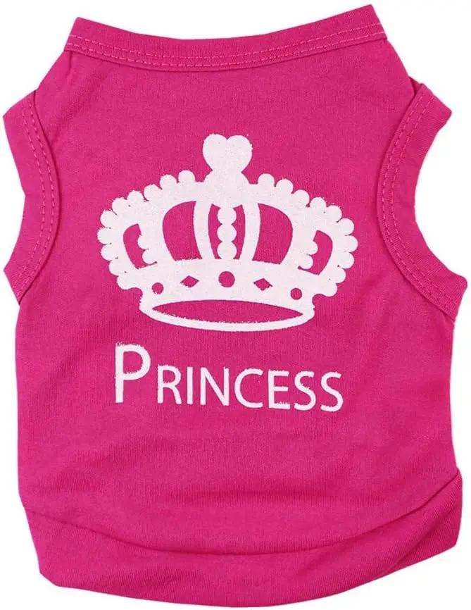 Princess Crown Dog Shirts Vest, Puppy Summer Dog Clothes for Small Dogs, Puppy Cat T Shirt Pet Apparel