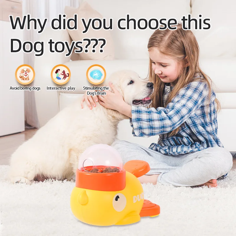 Pet Cat and Dog Toy, Little Yellow Duck Pattern, Pet Intelligence, Self-Entertainment, Food Transmitter, Leaky Food Toy