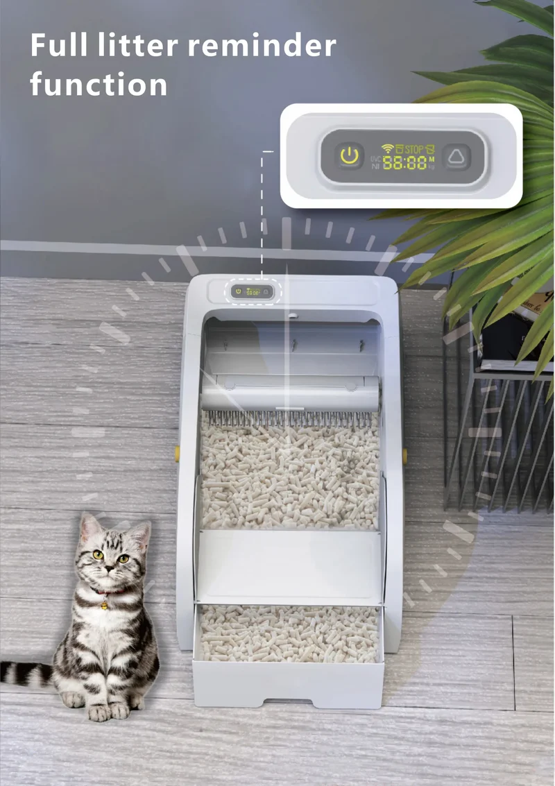 Automatic Smart Cat Litter Box Electric Self Cleaning Semi Closed Pet Kitty Potty Toilet Litter Tray App Control Cat Litter Box