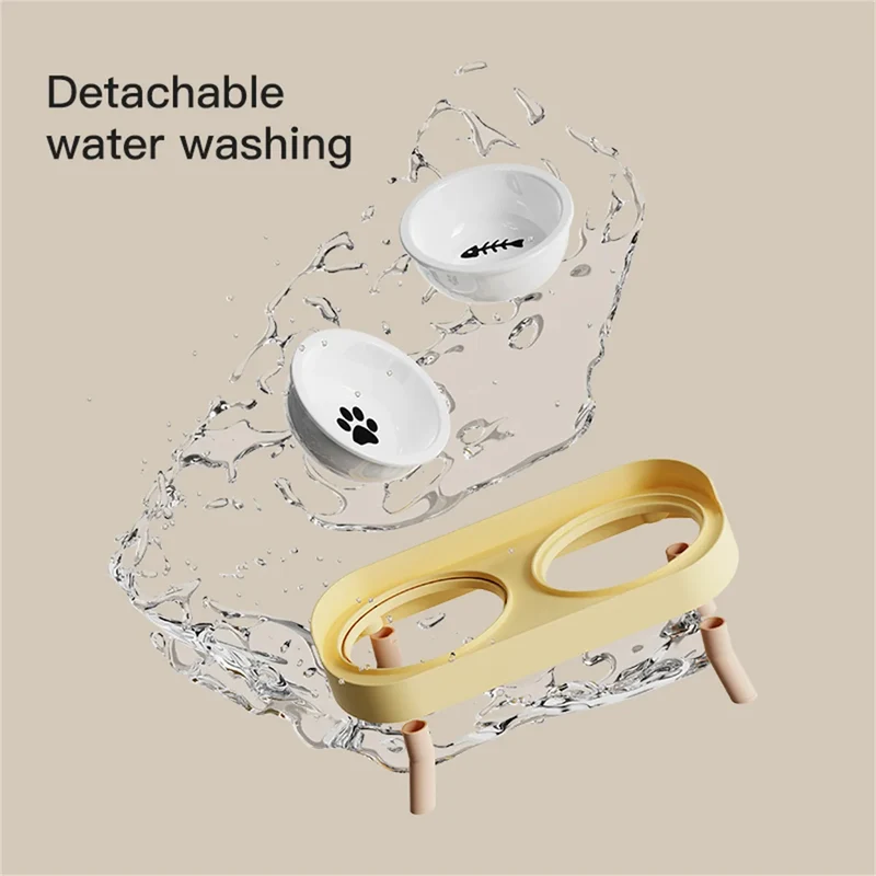 Pet Cat Double Bowl Feeder, Adjustable Height Cat and Dog Water Dispenser, Elevate Feeding Kitten Supplies