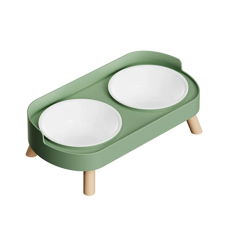 Pet Cat Double Bowl Feeder, Adjustable Height Cat and Dog Water Dispenser, Elevate Feeding Kitten Supplies