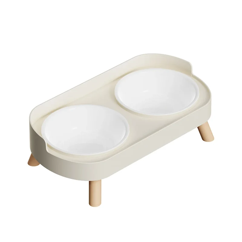 Pet Cat Double Bowl Feeder, Adjustable Height Cat and Dog Water Dispenser, Elevate Feeding Kitten Supplies