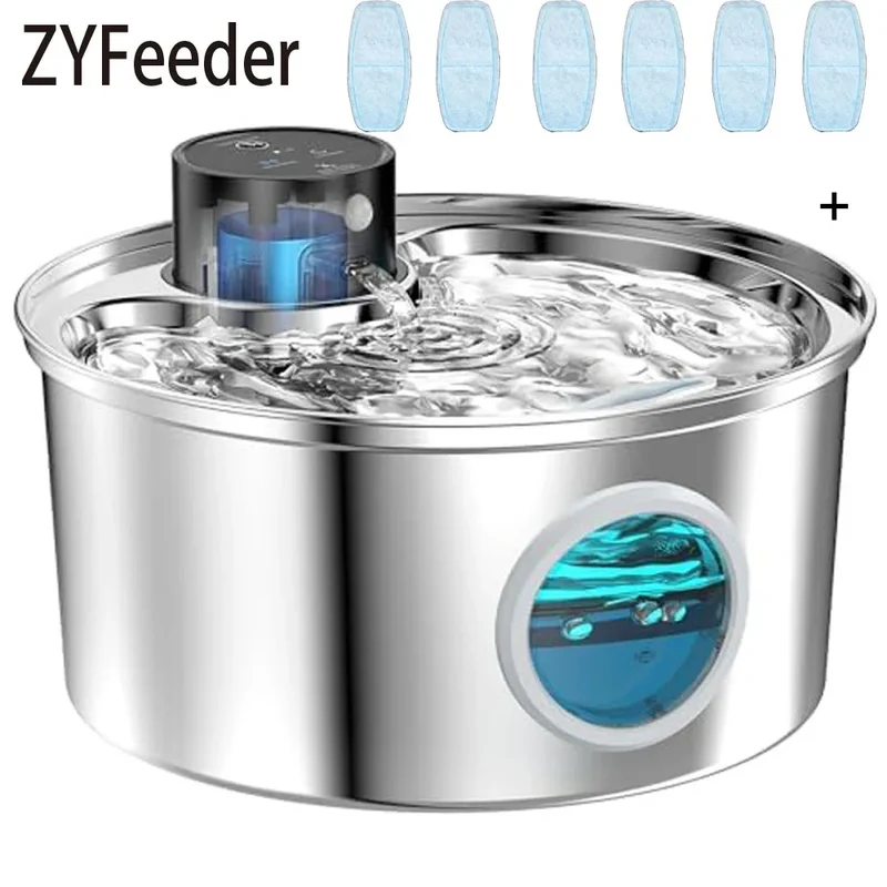 Stainless Steel Wireless Cat Water Fountain Charging Automatic Pet Drinking Motion Sensor Dog Water Dispenser Accessories filter