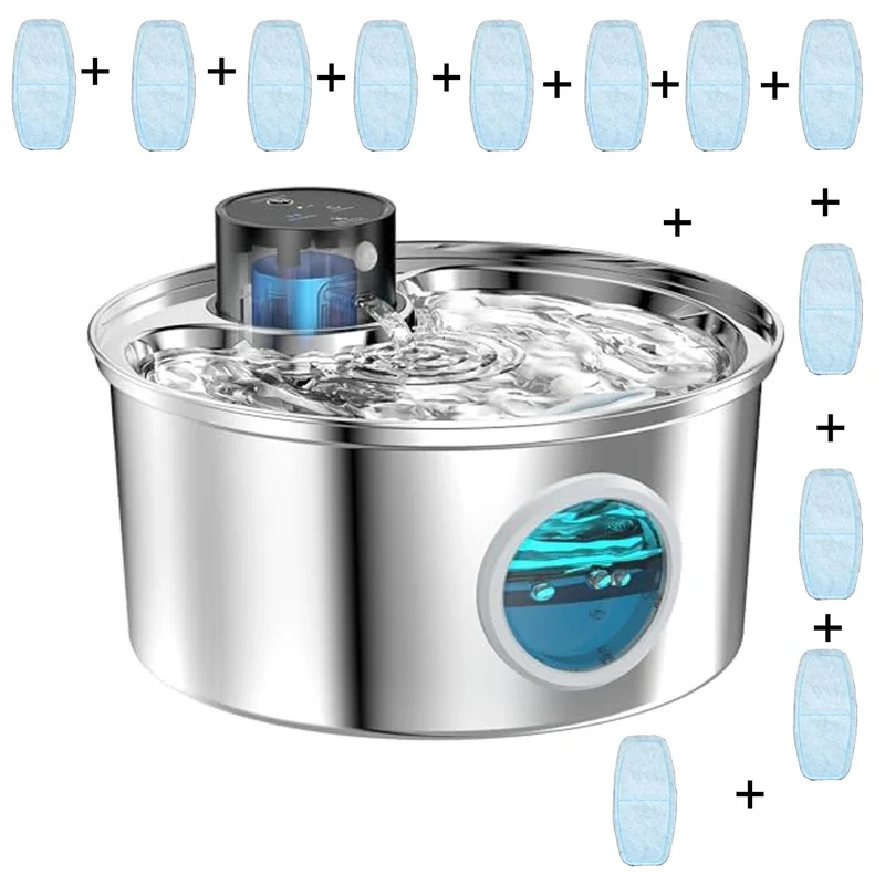 Stainless Steel Wireless Cat Water Fountain Charging Automatic Pet Drinking Motion Sensor Dog Water Dispenser Accessories filter