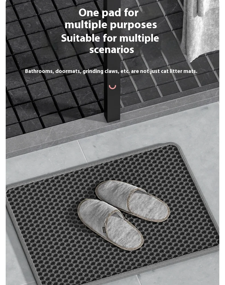 Large Waterproof Double Layer Cat Litter Mat Non-Slip Washable Pet Litter Box Mat Durable Sand Trapper Easy Clean Cat Toilet Mat