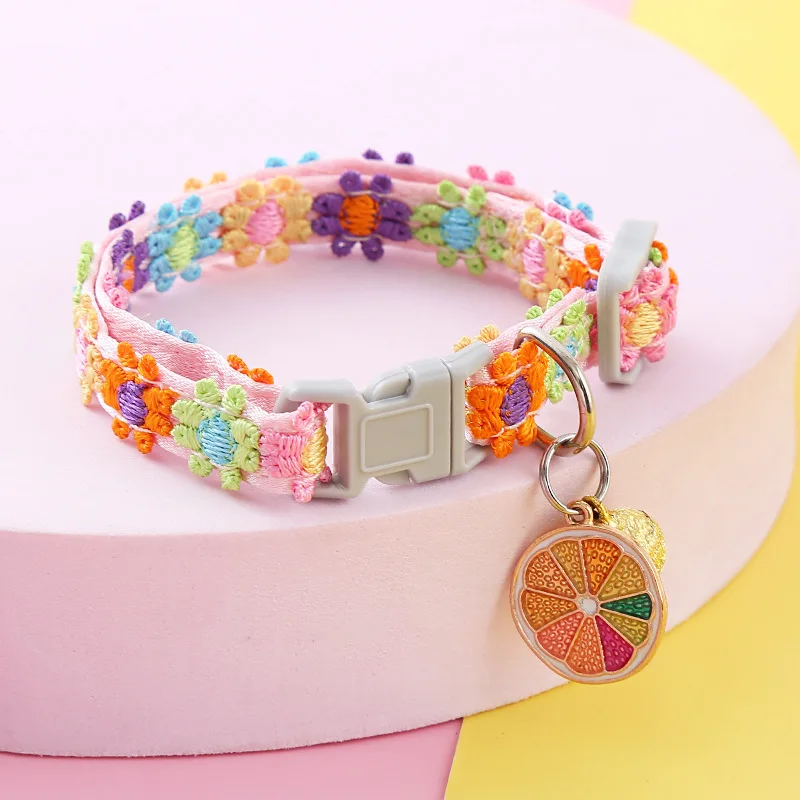 Pet Collar With Bell Cartoon Footprint Colorful Dog Puppy Kitten Collar Adjustable Safety Bell Ring Necklace Pet Accessories