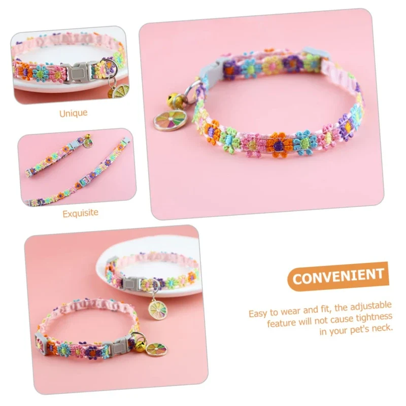Pet Collar With Bell Cartoon Footprint Colorful Dog Puppy Kitten Collar Adjustable Safety Bell Ring Necklace Pet Accessories