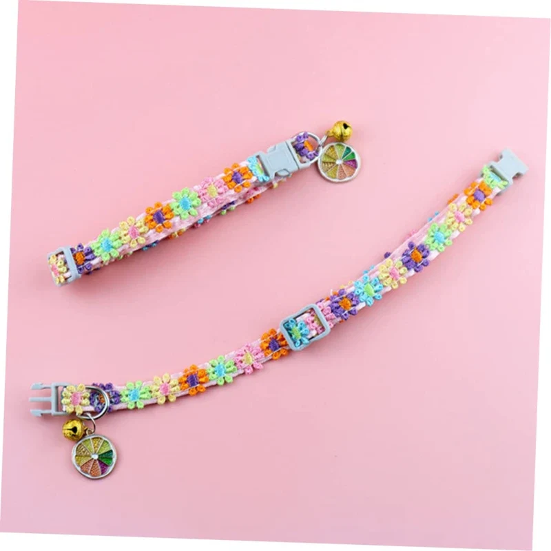 Pet Collar With Bell Cartoon Footprint Colorful Dog Puppy Kitten Collar Adjustable Safety Bell Ring Necklace Pet Accessories