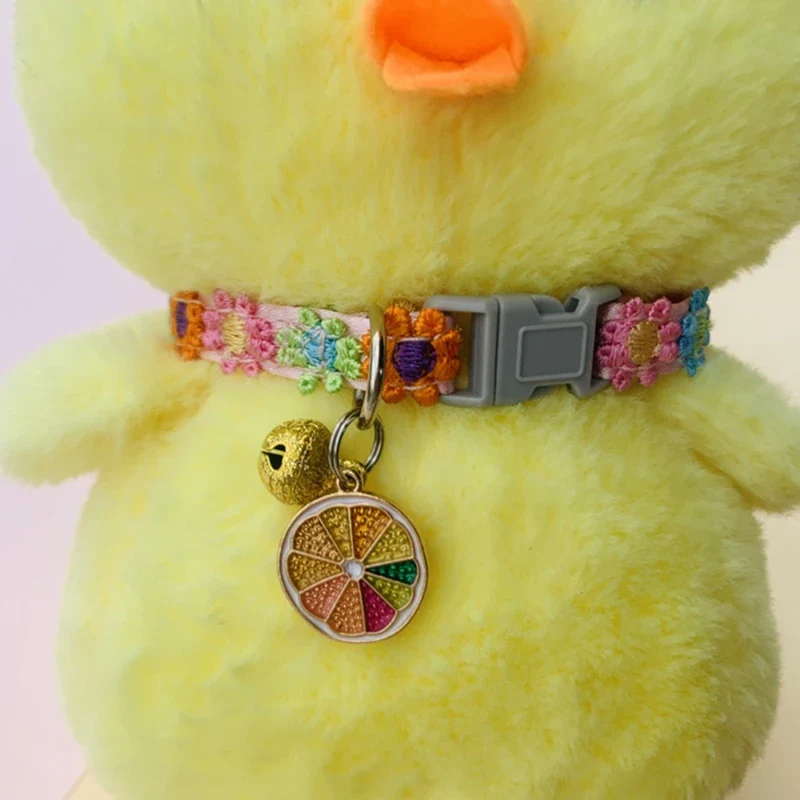 Pet Collar With Bell Cartoon Footprint Colorful Dog Puppy Kitten Collar Adjustable Safety Bell Ring Necklace Pet Accessories