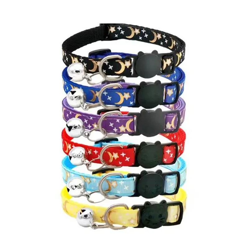 Pet Collar With Bell Cartoon Footprint Colorful Dog Puppy Kitten Collar Adjustable Safety Bell Ring Necklace Pet Accessories