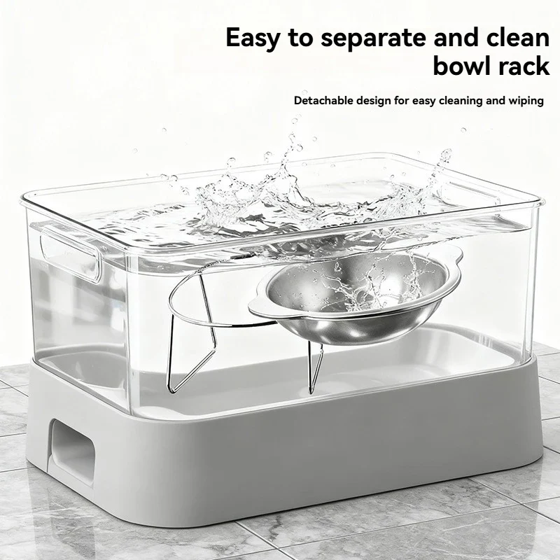 Stainless Steel Pet Bowl Slanted Anti Cervical Spondylosis for Cats and Dogs Dual Use Feeder