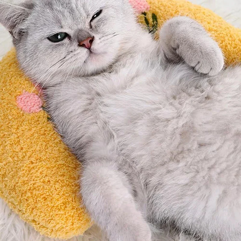 Warm Fluffy Pet Neck Pillow Comfortable U-Shaped Cushion for Cats Dogs Anxiety Relief and Deep Sleep