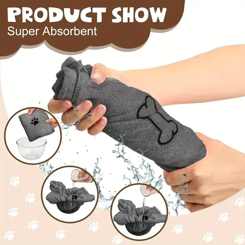 Pet Towel 60x100cm Drying Dog Cat Bath Towel Microfiber Quick-drying Dog Claw Absorbent Blue Grey Bath Towel Pet Bath Products