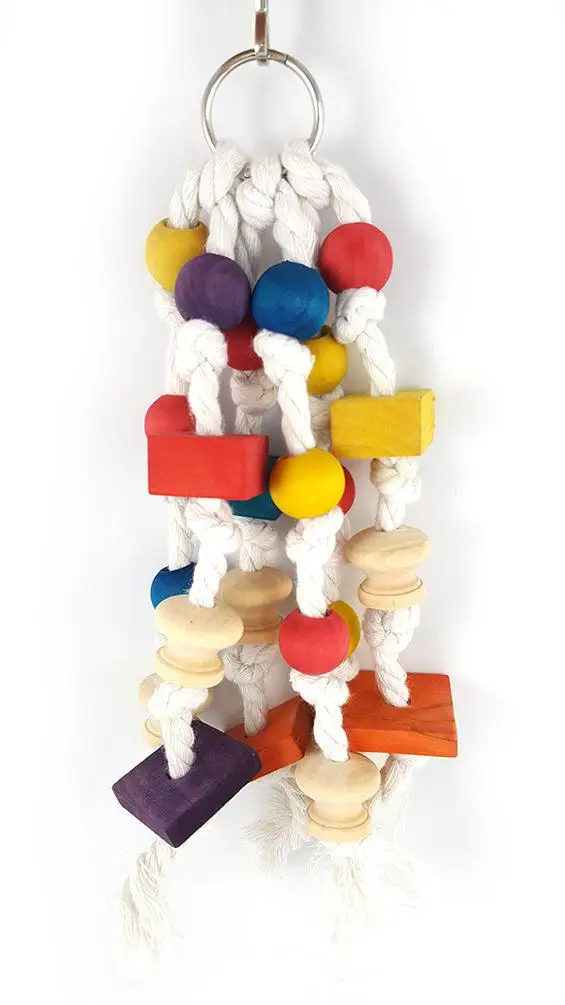 Parrot Grinding Swing Station Ladder String Toy, Bird Supplies, DIY Claw, Paw Dumbbell, Color Wood Rope, Pet Products