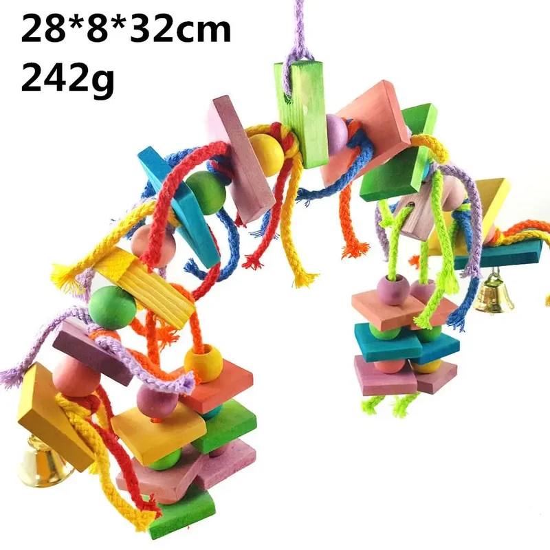 Parrot Grinding Swing Station Ladder String Toy, Bird Supplies, DIY Claw, Paw Dumbbell, Color Wood Rope, Pet Products
