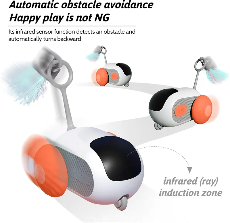 Electric Cat Toys Remote Control Sports Car Teaser Stick Self-Help Boredom Reliever Indoor Cat Interactive Smart Cat Toys