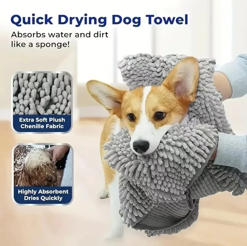 1Pcs Super Absorbent Pet Bath Towel Quick-drying Cat Towels Convenient Soft Bath Robe Dry Pet Cleaning Washcloth Dog Accessories