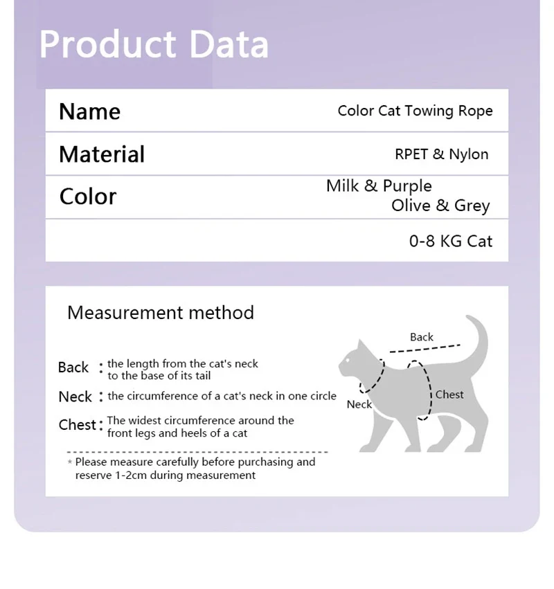 Cat Harness Leash Set Traction Rope Kitten Chest Strap Pet Outdoor Supplies for Pet Breathable Harness Leash Puppy Cat Vest