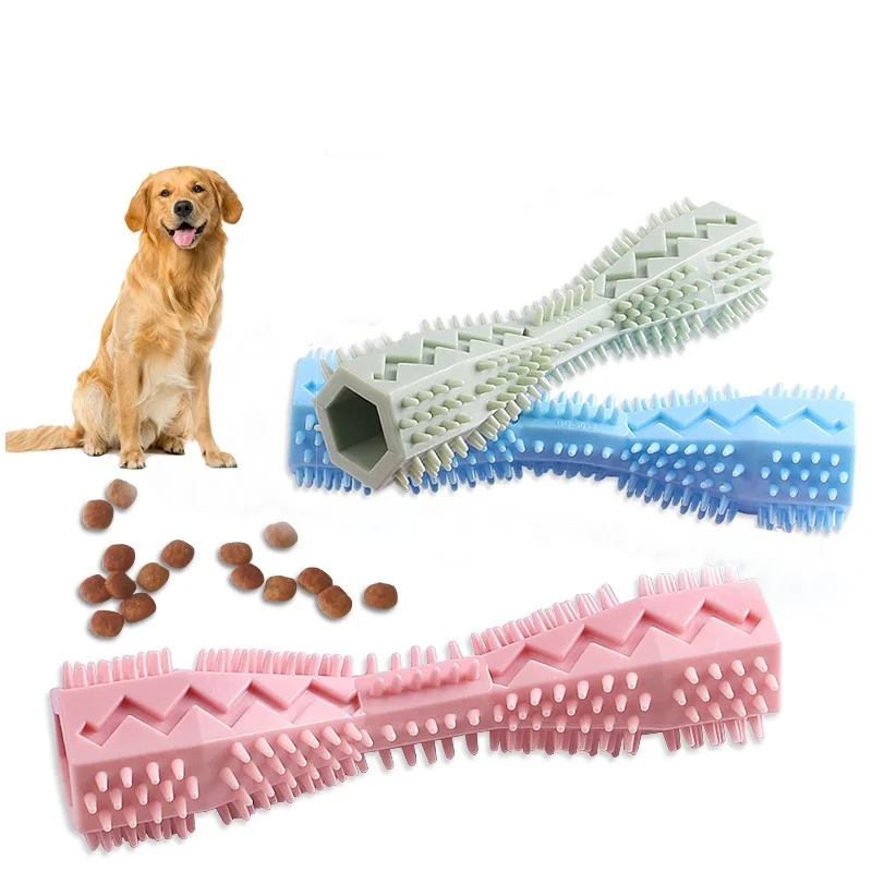 Dog Teething Toy Chew Stick Bite Resistant Fun Leak Proof Food Toy Pet Teether Cleaner Stick