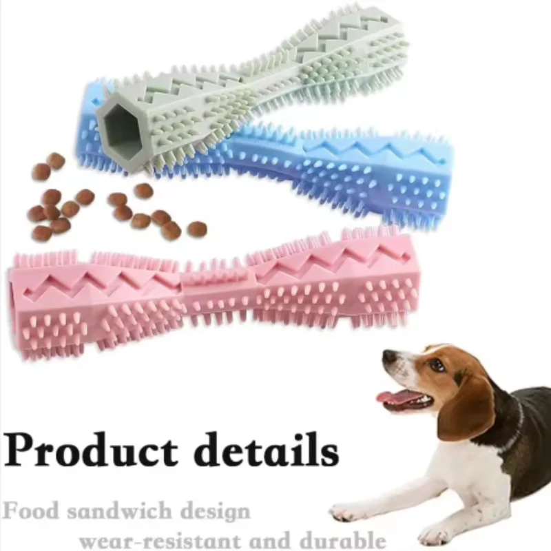 Dog Teething Toy Chew Stick Bite Resistant Fun Leak Proof Food Toy Pet Teether Cleaner Stick