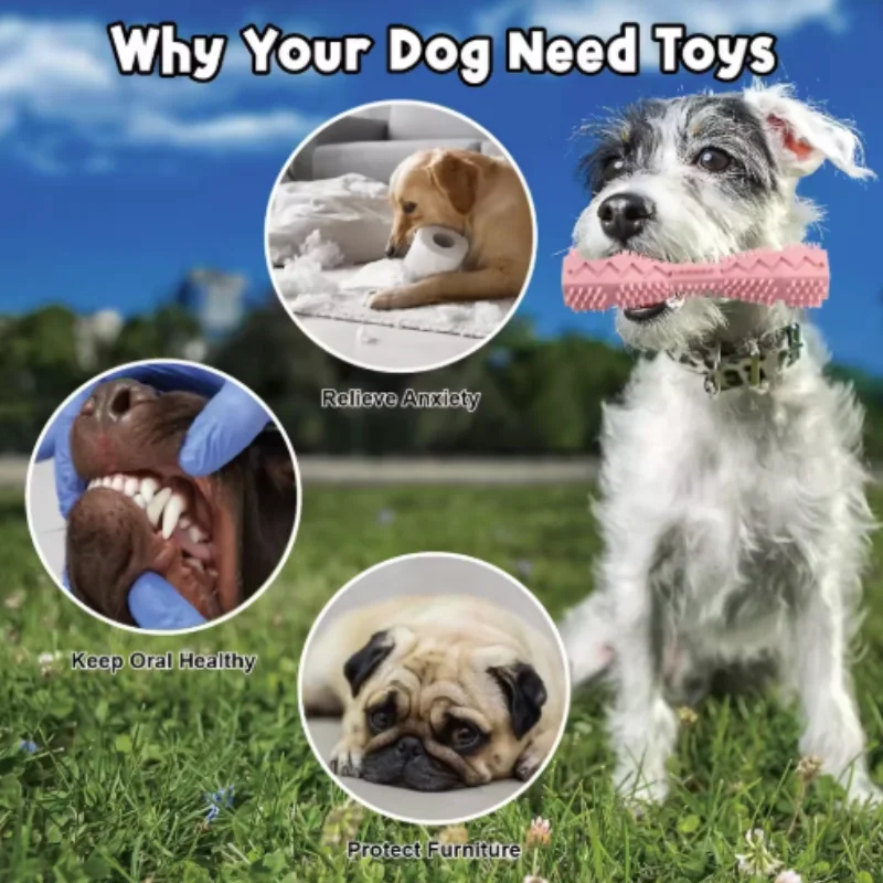 Dog Teething Toy Chew Stick Bite Resistant Fun Leak Proof Food Toy Pet Teether Cleaner Stick