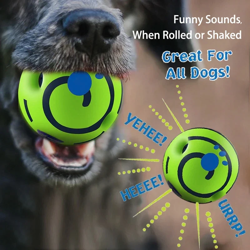 Pet Dog Toy Ball Wobble Wag Giggle Ball Interactive Dog Cat Toy Chew Toy Giggle Sounds Toy When Rolled or Shaken For Pet Dog Fun