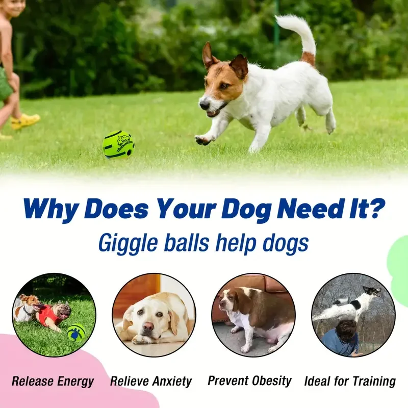 Pet Dog Toy Ball Wobble Wag Giggle Ball Interactive Dog Cat Toy Chew Toy Giggle Sounds Toy When Rolled or Shaken For Pet Dog Fun