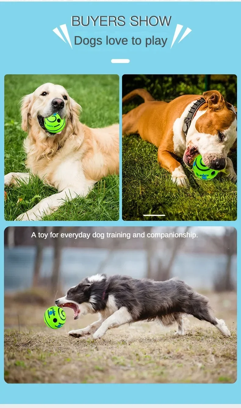 Pet Dog Toy Ball Wobble Wag Giggle Ball Interactive Dog Cat Toy Chew Toy Giggle Sounds Toy When Rolled or Shaken For Pet Dog Fun