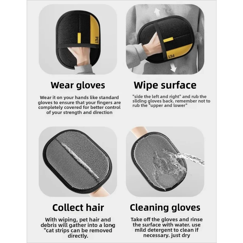 Pet Grooming Gloves Pet Hair Remover Brush Kitten Cleaning Glove Removing Dog Cat Hair From Sofa Carpet Clothes Pet Supplies