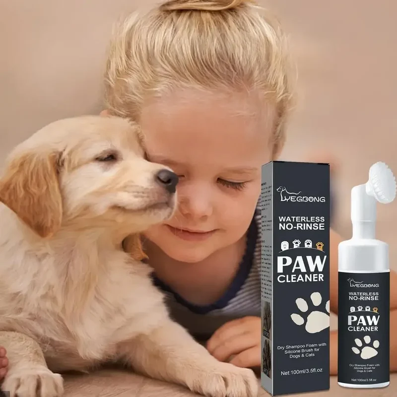 100mlPaw Cleaner Foam Dog Claw Cleaner Cat Paw Cleaner Waterless Pet Shampoo with Dog Brush for Rinse-free Cat Paw Deep Cleanser